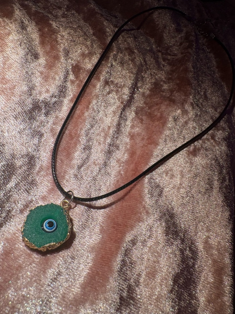 Gold-Trim Green Evil Eye Pendant Necklace - Women Jewelry